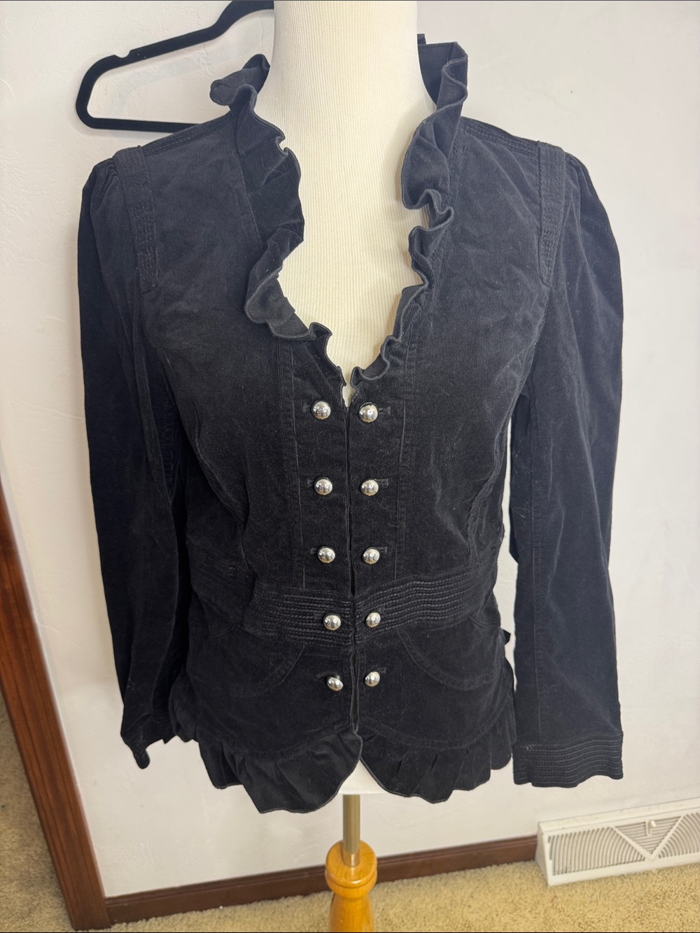 Women’s Black Ruffle Front Jacket